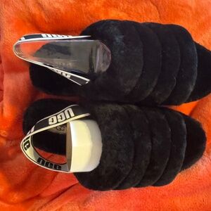 BNIB Ugg Fluff Yeah Slippers Black Women's 11